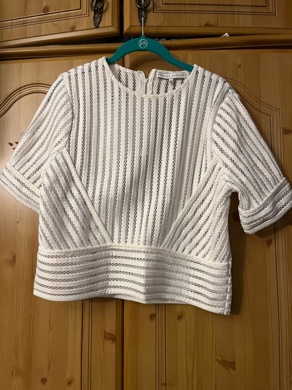English Factory Cream Openwork Striped Knit Top